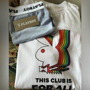 New Playboy bunny tshirt and  playboy sport bra LOT